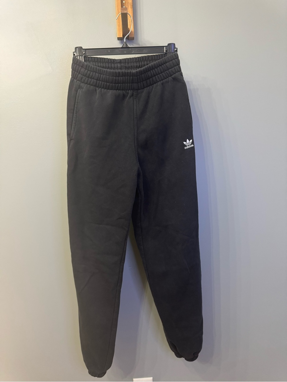 adidas Kids Black Joggers with White Trefoil